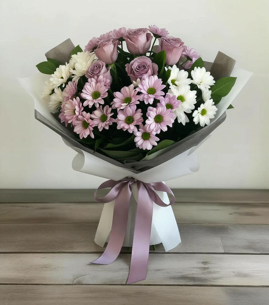 Букет цветов из: Хризантемы и Розы в Красном Воронежской области