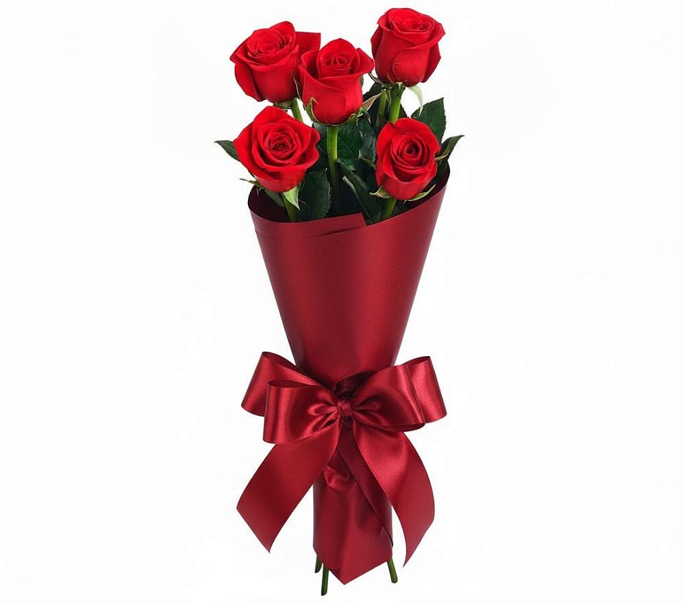 Букет 5 Красных роз Эдлесс Лав в Красном Воронежской области