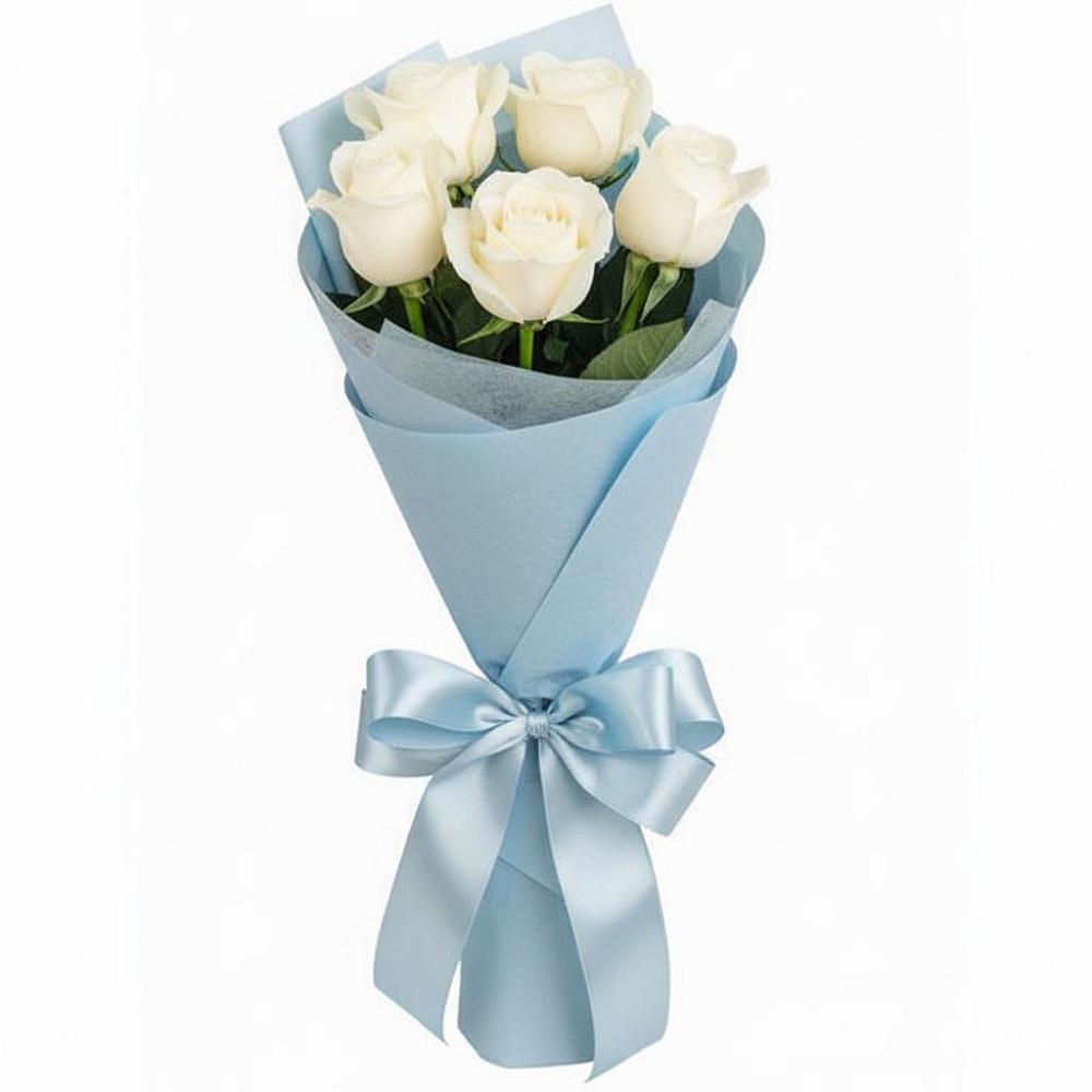 Букет 5 Белых роз Проуд в Красном Воронежской области