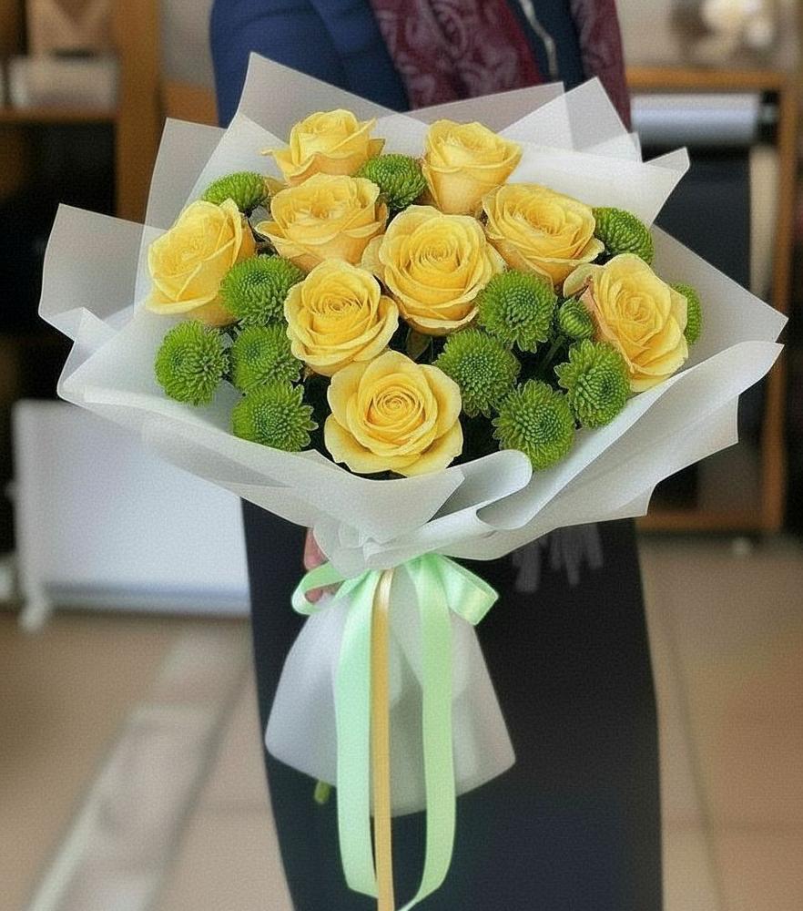 Букет цветов из: Хризантемы и Розы в Красном Воронежской области