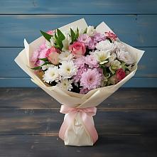 Букет цветов из:  Хризантемы, Альстромерии и Розы в Красном Воронежской области