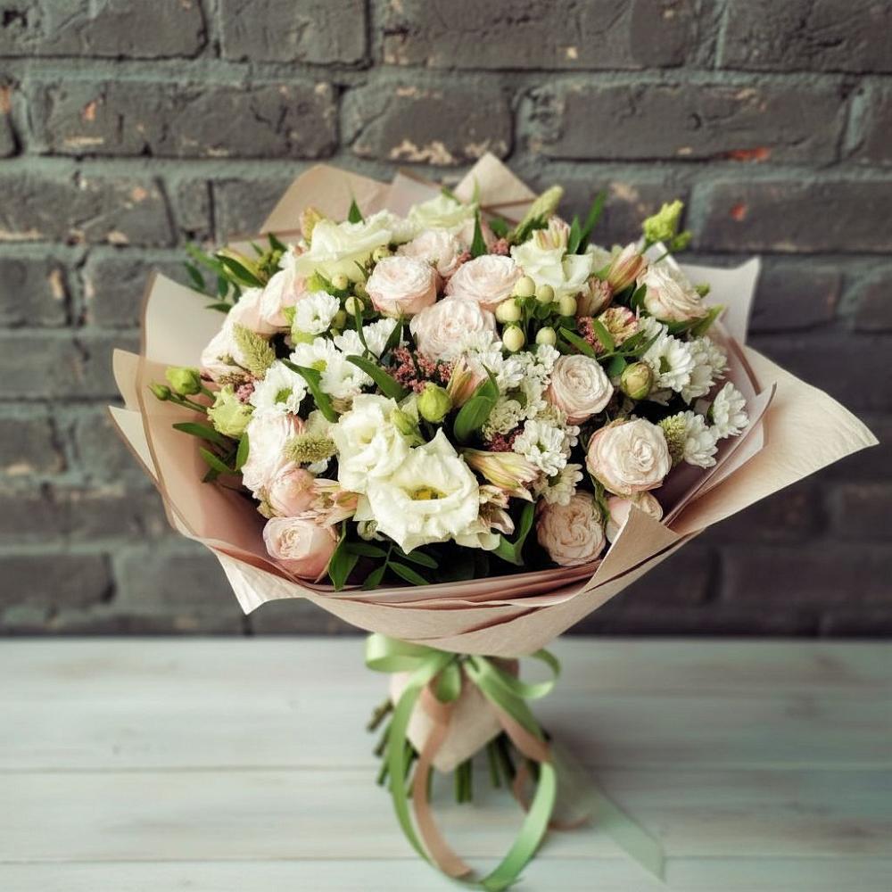 Букет цветов из: Альстромерии, Розы и Хризантемы в Красном Воронежской области