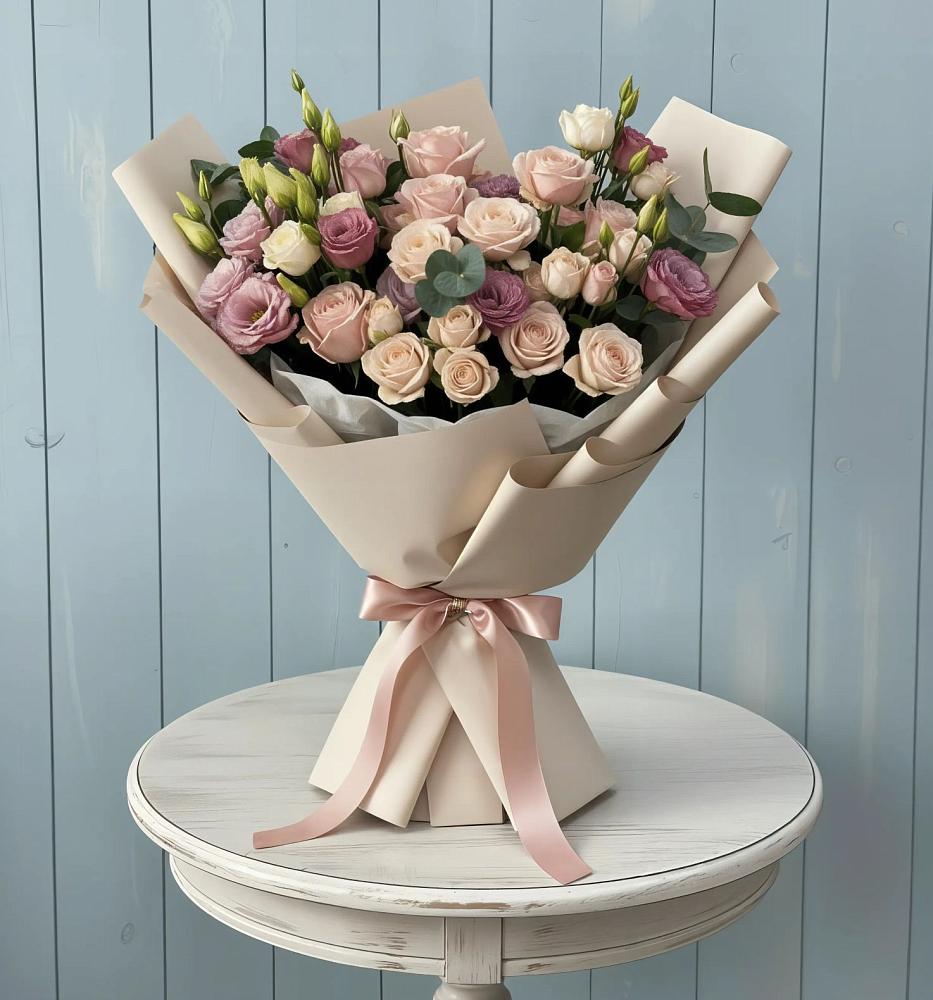 Букет цветов из: Розы и Лизиантусы в Красном Воронежской области