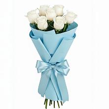 Букет 7 белых роз Проуд #REPLACE_PRED# Красном Воронежской области