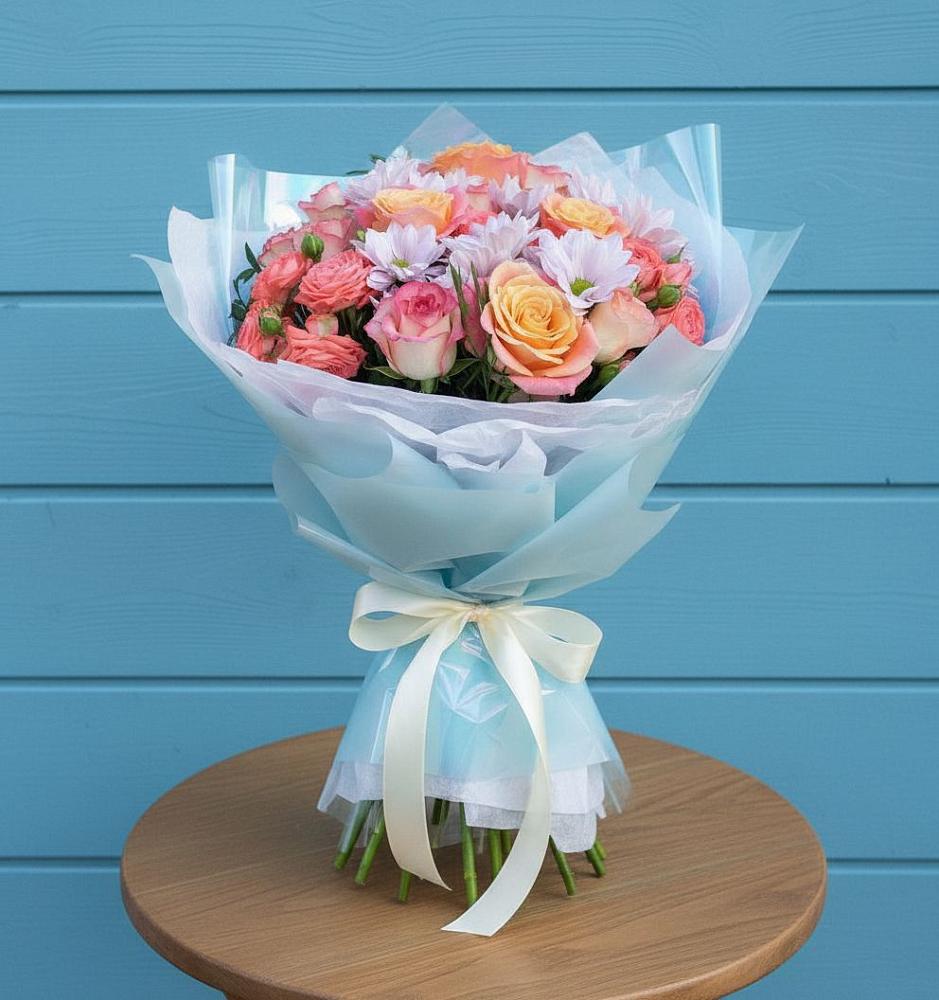 Букет цветов из: Хризантемы и Розы в Красном Воронежской области